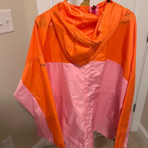 Columbia Colorblock Windbreaker Jacket – Orange & Pink – NWT 3X - Picture 3 of 3
